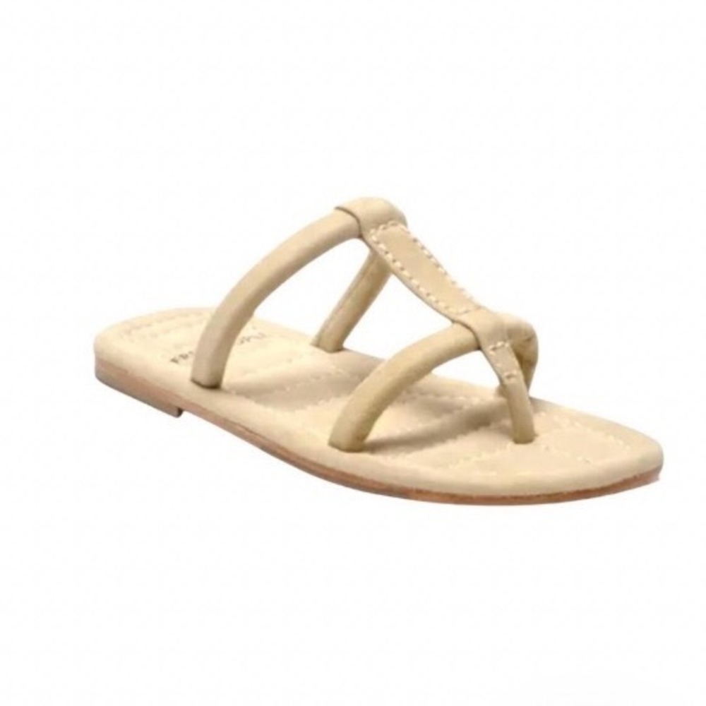 Free People Hadden Suede Slide Sandal Cream Beige Flat‎ Thong Strap 7